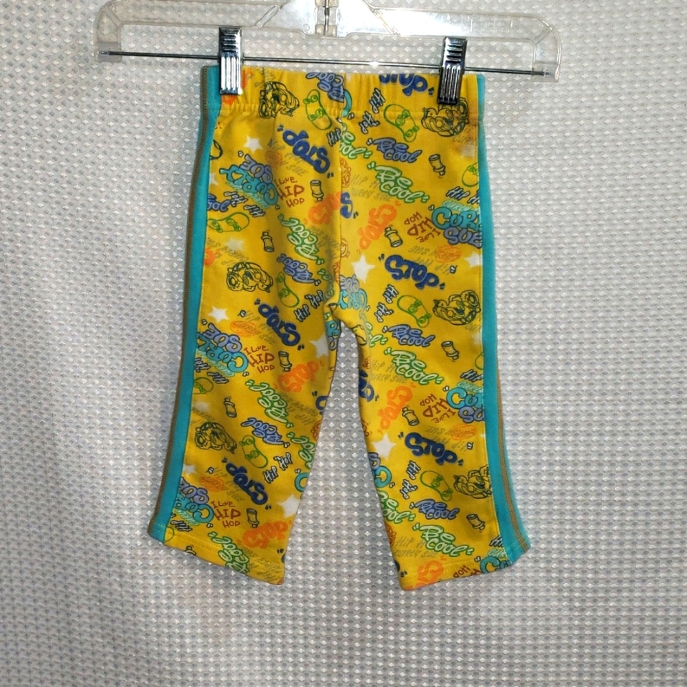4/20 Vintage Curly Sue Boy's Tracksuit Bottom Pants Size 90 (3T) Yellow/ Blue